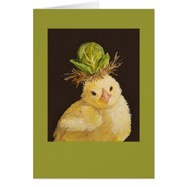 Peep with Brussels sprout hat card (Front)