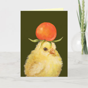 peep with cherry tomato hat card