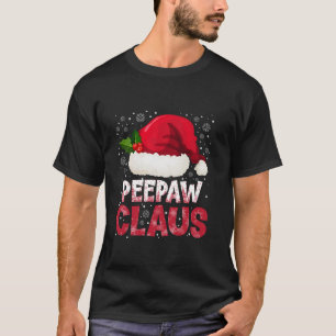 Peepaw Claus Christmas Santa Hat Pajama Family Mat T-Shirt