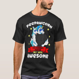 Peepawcorn 1 Kid Fathers Day Peepaw Unicorn Grands T-Shirt