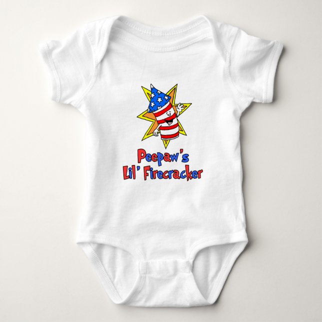 Peepaw's Little Firecracker Baby Bodysuit (Front)