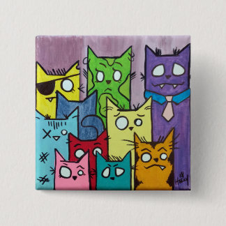 Peepers Cat Family 2 Inch Square Button