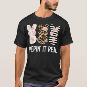 Peepin' It Real Cute Bunny Rabbit Leopard Easter  T-Shirt