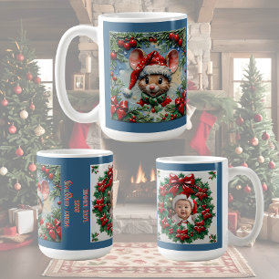 Peeping Christmas Mouse Customizable Coffee Mug
