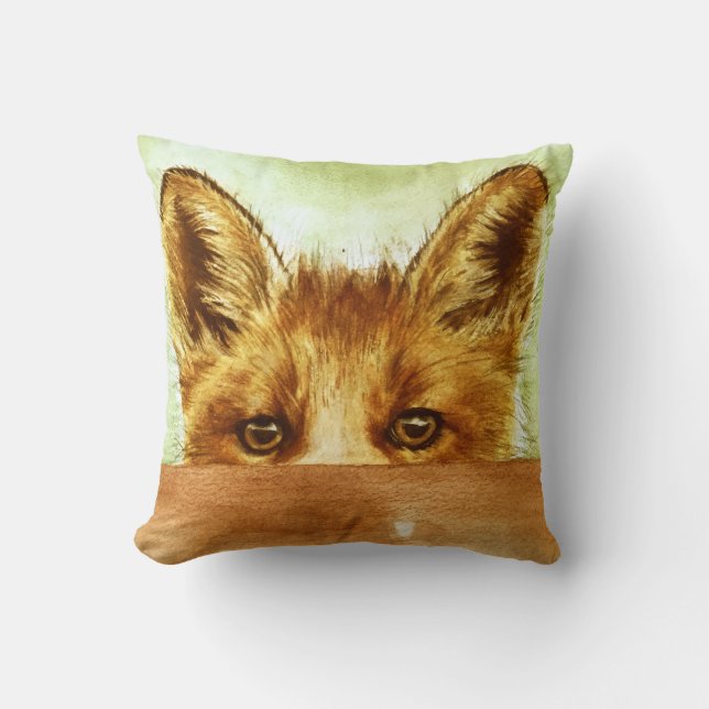 Peeping fox throw cushion (Front)
