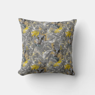 Peeping sparkling Owl eyes & Grey - yellow leaves Throw Pillow