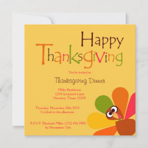 Peeping Turkey Thanksgiving Dinner Invitation