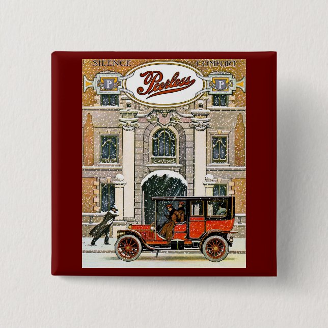 Peerless Motor Company 2 Inch Square Button (Front)