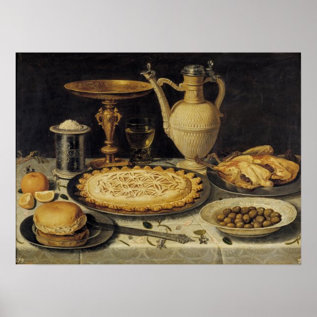 Peeters - Table With Orange, Olives And Pie Poster (Front)
