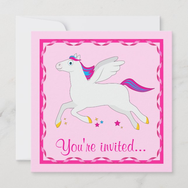 Pegasus Birthday Customizable Invitation (Front)