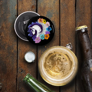 Pegasus Black Floral Bottle Opener