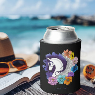 Pegasus Black Floral Can Cooler