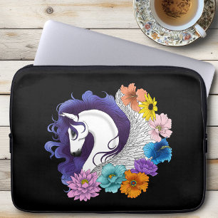 Pegasus Black Floral Laptop Sleeve