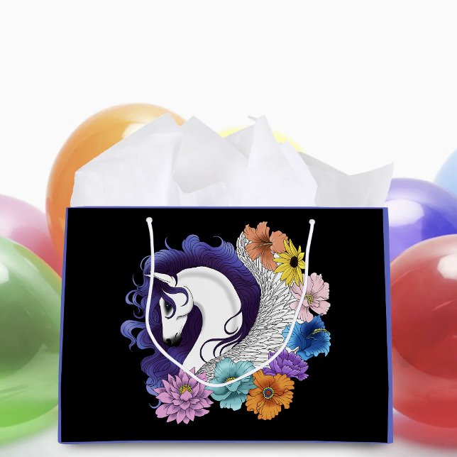 Pegasus Black Floral Large Gift Bag (Creator Uploaded)