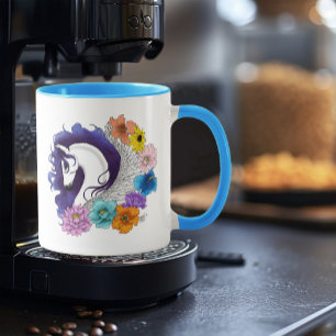 Pegasus Black Floral Mug