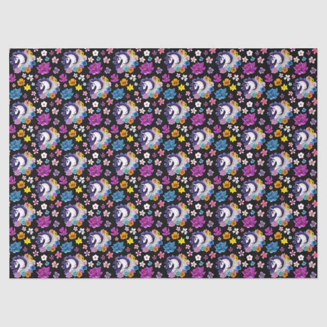 Pegasus Black Floral Tissue Paper (Front)