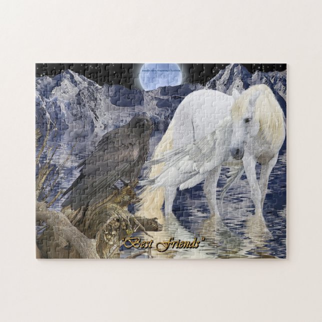 Pegasus & Black Raven Fantasy Art Puzzle (Horizontal)