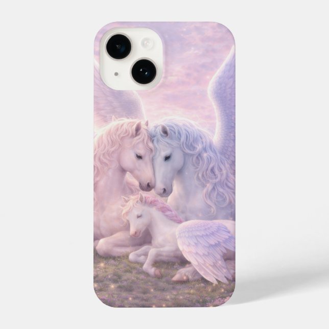Pegasus Family Dream – Soft Fantasy Art  iPhone Case (Back)