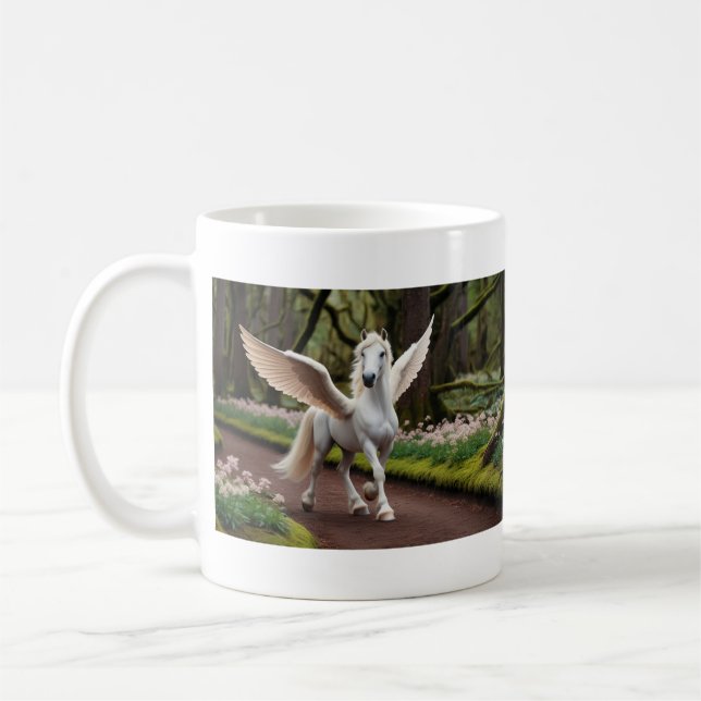 Pegasus Filly on Forest Walk Coffee Mug (Left)