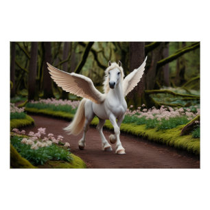 Pegasus Filly on Forest Walk Poster