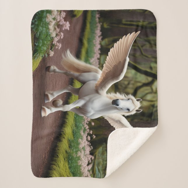Pegasus Filly on Forest Walk Sherpa Blanket (Front)