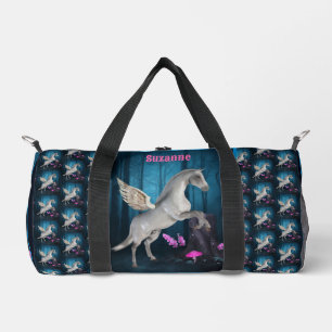 Pegasus Horse In Fantasy Forest Personalized Duffle Bag