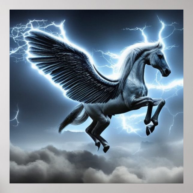 pegasus horse lightning horse poster (Front)
