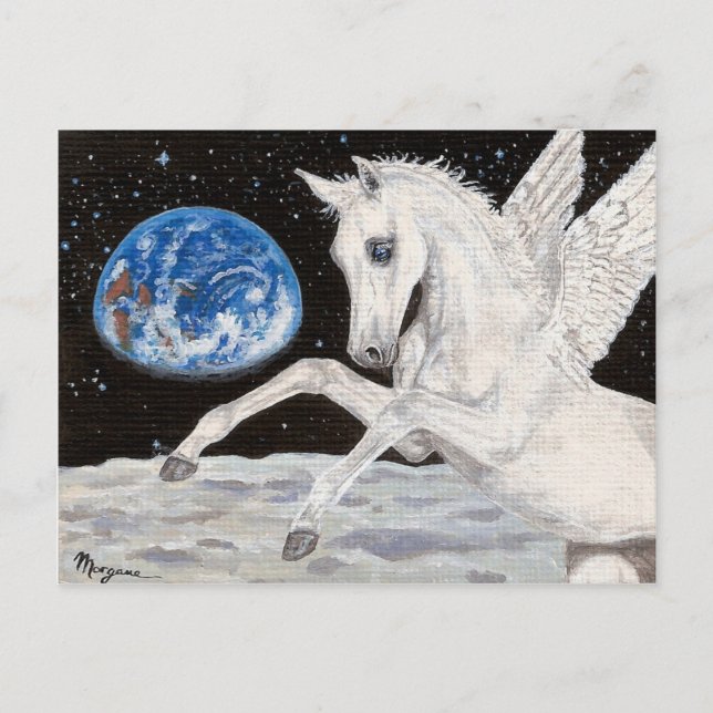 Pegasus horse Moon & Earth Fantasy postcard (Front)
