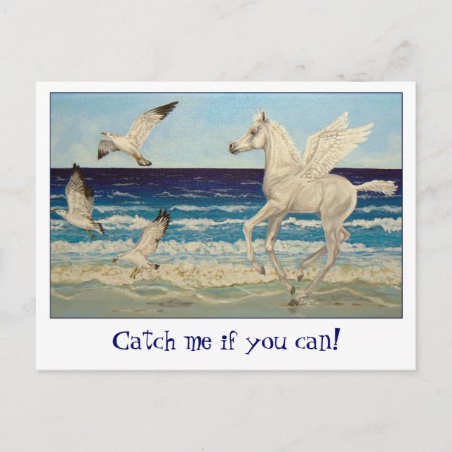 Pegasus Horse & Sea Gulls Fantasy postcard (Front)