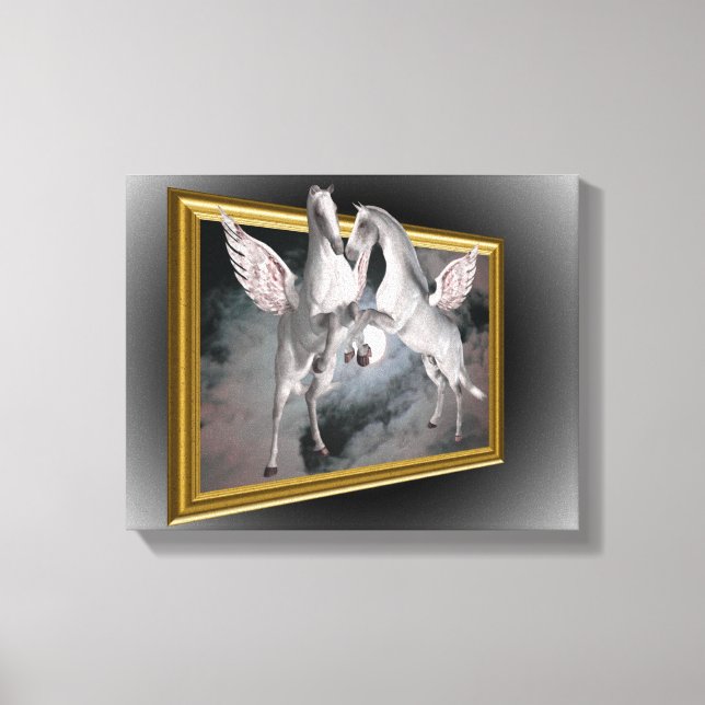 Pegasus Horses Out Of Bounds Fantasy Canvas Print (Front)