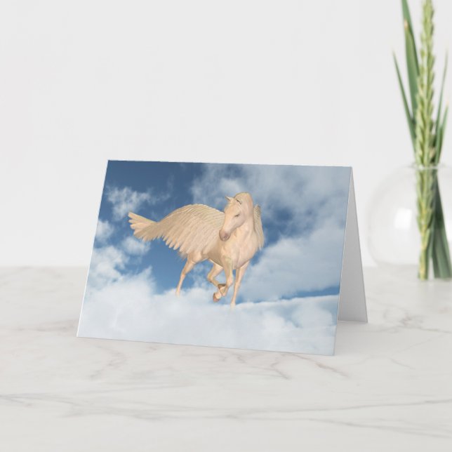 Pegasus Looking Down Through Clouds Card (Front)
