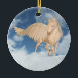 Pegasus Looking Down Through Clouds Ceramic Ornament<br><div class="desc">Pegasus the Flying Horse of Greek Mythology looking down through fluffy white clouds on a sunny day</div>