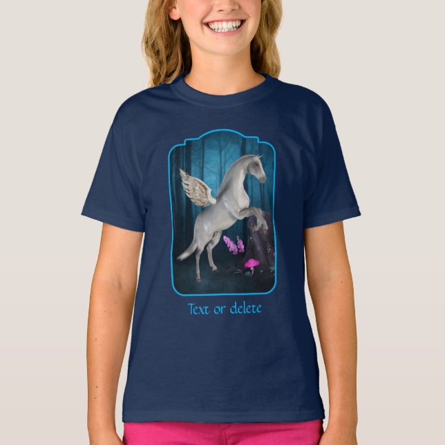 Pegasus Magical Forest Fantasy Horse Art T-Shirt (Front)
