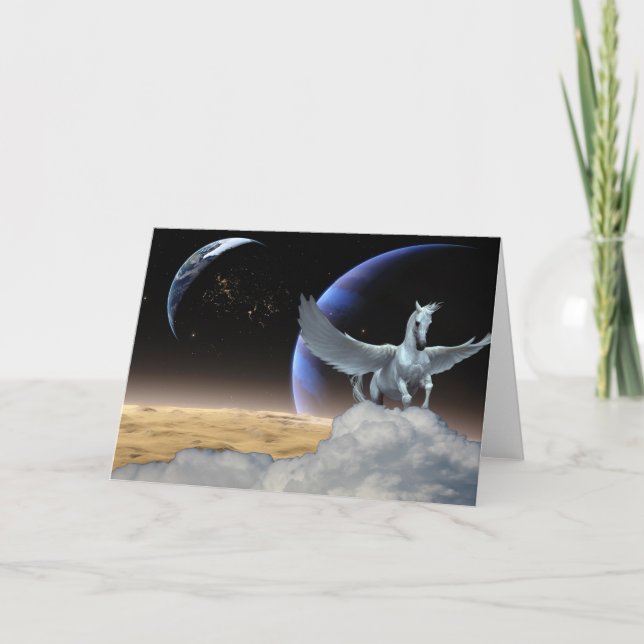 Pegasus, Moon and Earth All-Occasion Greeting Card (Front)