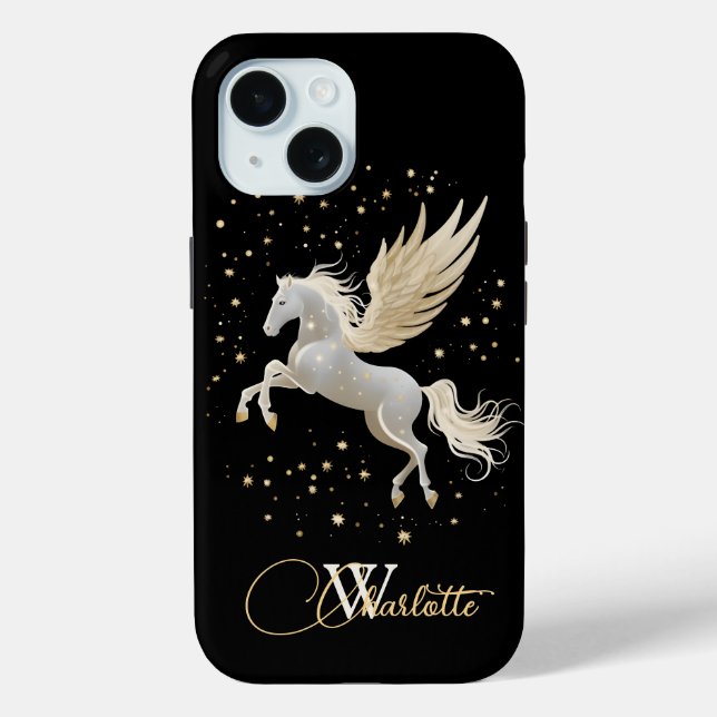 Pegasus Mystique: Celestial Elegance in Gold  Case-Mate iPhone Case (Back)