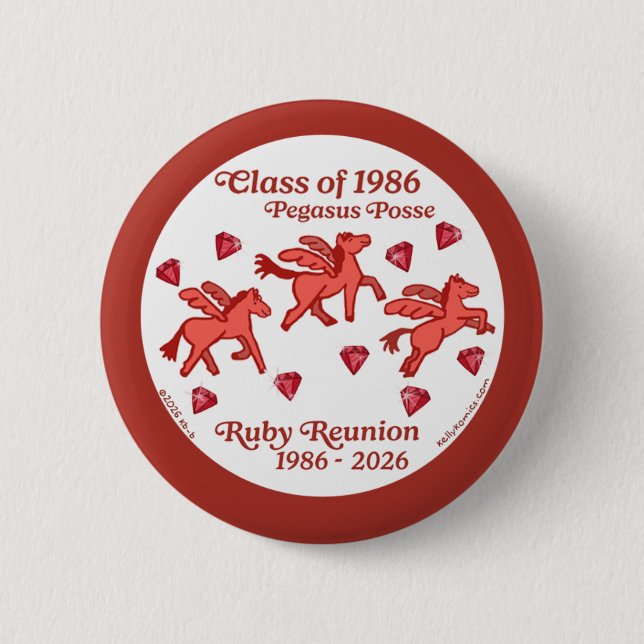 Pegasus Posse Ruby Reunion 2 Inch Round Button (Front)