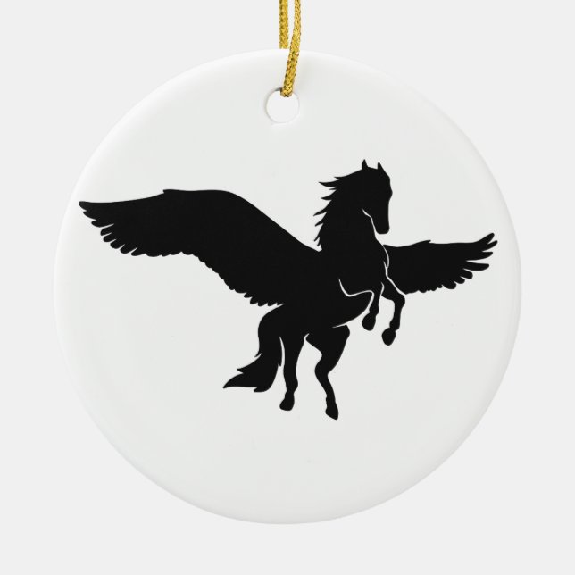 Pegasus silhouette - Choose background colour Ceramic Ornament (Front)