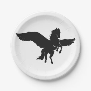Pegasus silhouette - Choose background colour Paper Plate