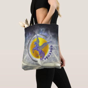 Pegasus Silver Arc with Golden Sun Tote Bag