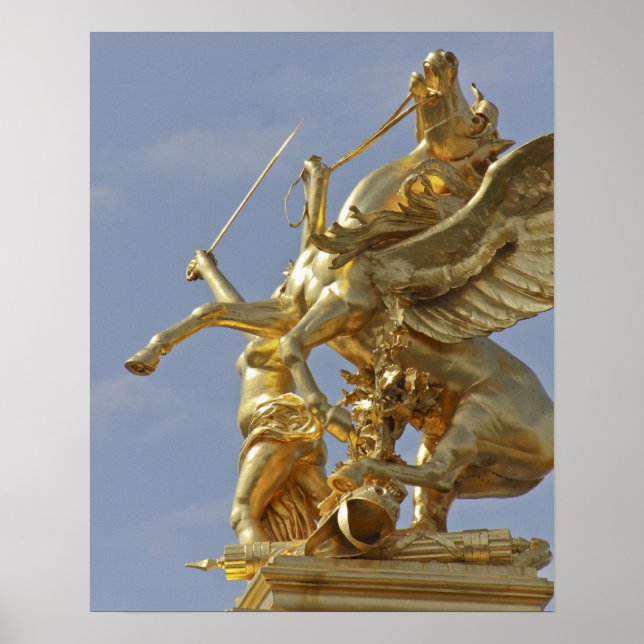 Pegasus statue at the Pont Alexander III bridge Poster (Front)