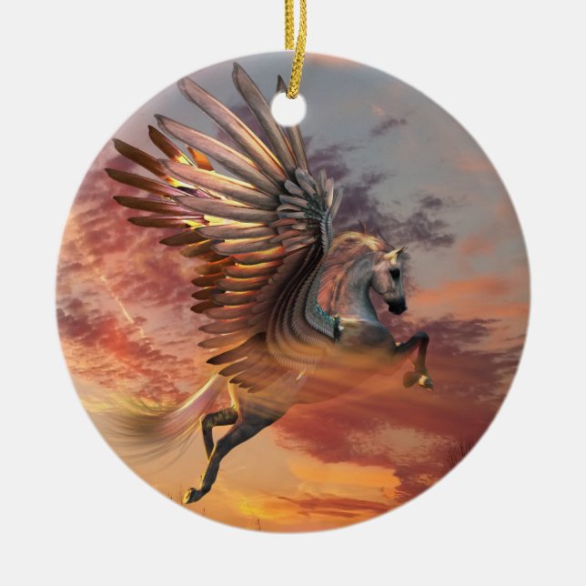 Pegasus Sunset Horse Ornament (Front)