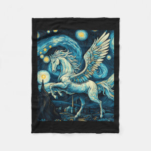 Pegasus Under Starry Night Sky Art Graphic Christm Fleece Blanket