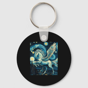 Pegasus Under Starry Night Sky Art Graphic Christm Keychain