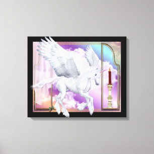 Pegasus Unicorn Window Scene Wrapped Canvas