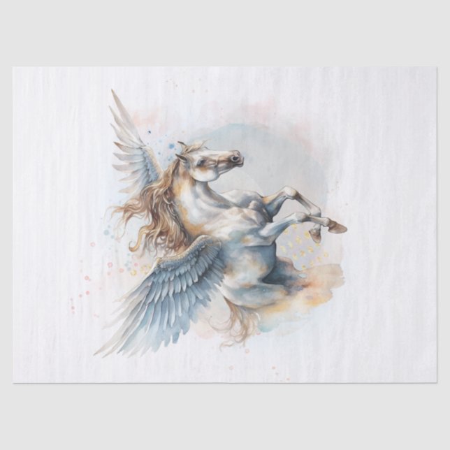 Pegasus Watercolor Decoupage Tissue Paper (Front)