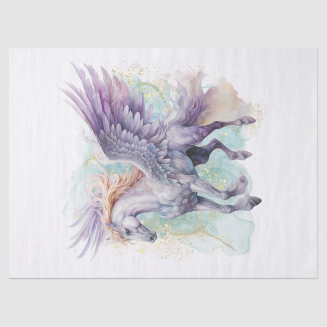 Pegasus Watercolor Decoupage Tissue Paper (Front)