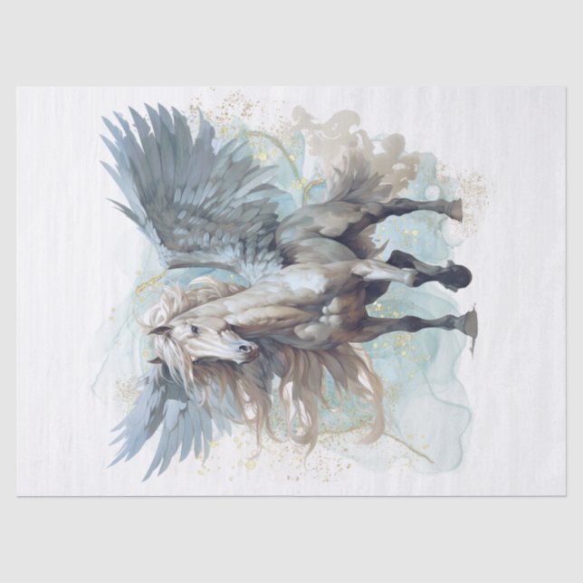 Pegasus Watercolor Decoupage Tissue Paper (Front)