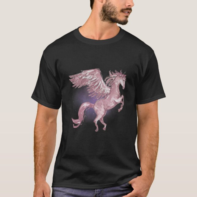 Pegasus Watercolor Fantasy Mythical Mystic T-Shirt (Front)