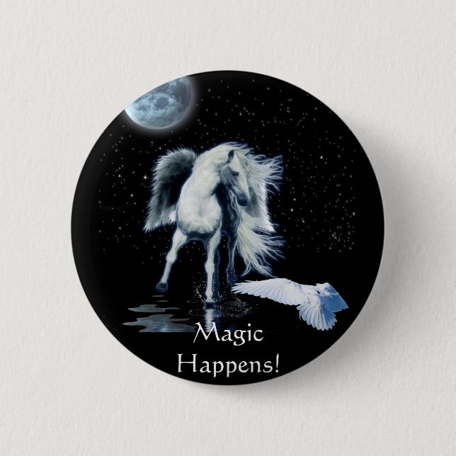 PEGASUS & WHITE RAVEN Collection 2 Inch Round Button (Front)