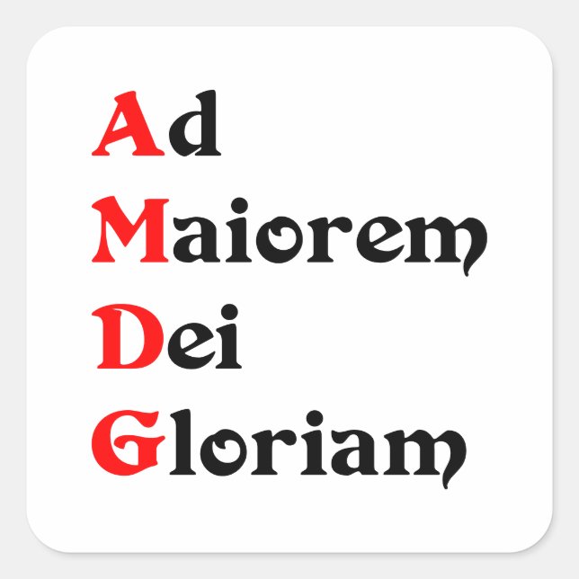Pegatin AMDG, Ad Maiorem Dei Gloriam Square Sticker (Front)